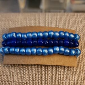 Blue Beaded Bracelets Set